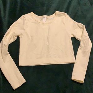 Fabletics cream textured crop top